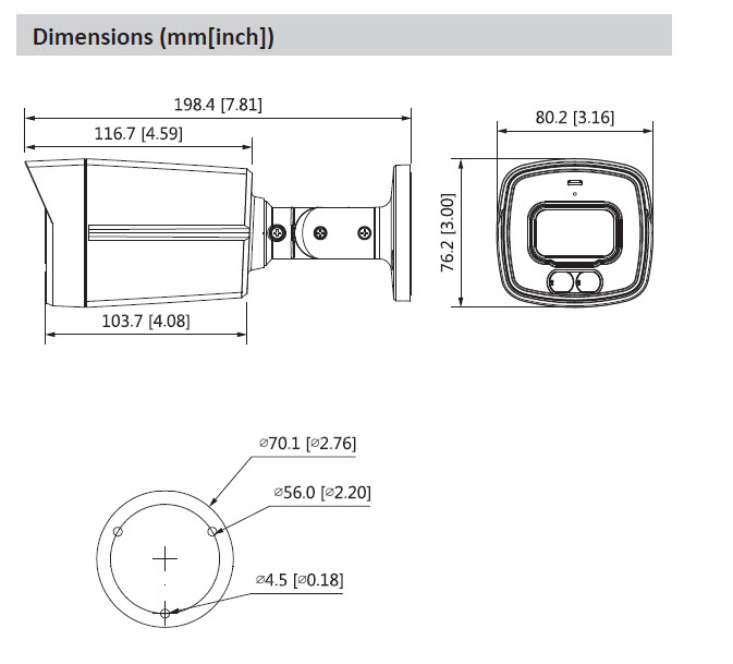 Camera DAHUA Tube HD 2MP 3,6mm 40m Full Color