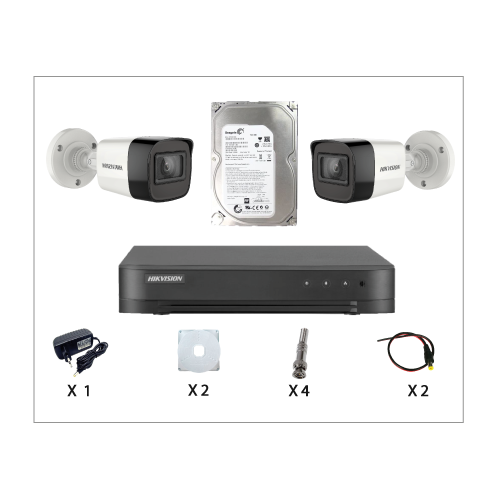 Kit Caméra De Surveillance HIKVISION à 2 Caméras Tube HD 2MP