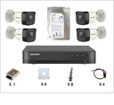 [KIT-HIK-4T] Kit Caméra De Surveillance HIKVISION à 4 Caméras Tube HD 2MP