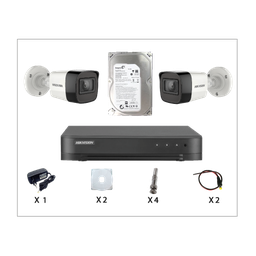 [KIT-HIK-2T] Kit Caméra De Surveillance HIKVISION à 2 Caméras Tube HD 2MP